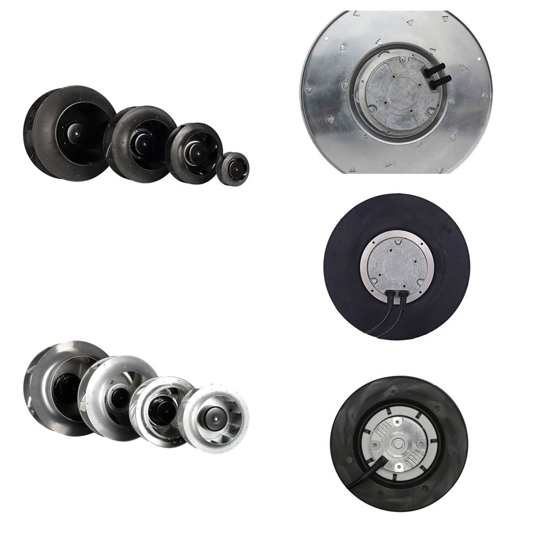 133mm-560mm AC/DC/EC High Pressure Customize Aluminium Alloy Plastic Backward Impeller Centrifugal Fans With Support Bracket