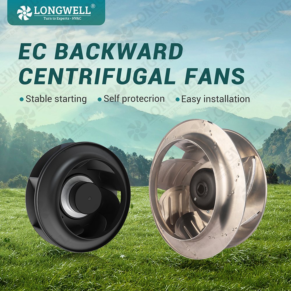 LONGWELL 133mm EC Motor 115V 230V Backward Curved Centrifugal Industrial Extractor Fan Blower Fan