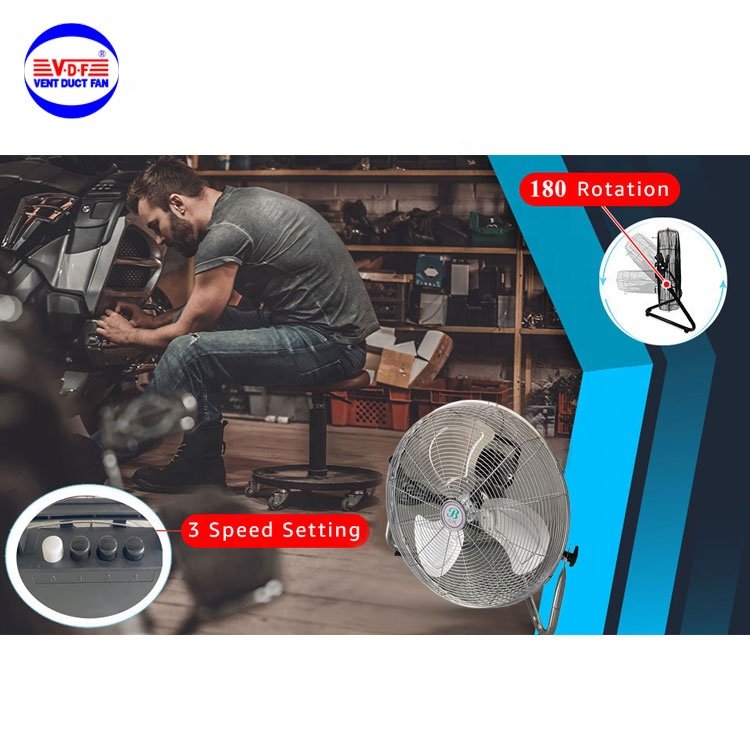 Heavy Duty 18-Inch High Velocity Commercial Electric Drum Fan Industrial Free Standing Metal Floor Fan with 220V Motor