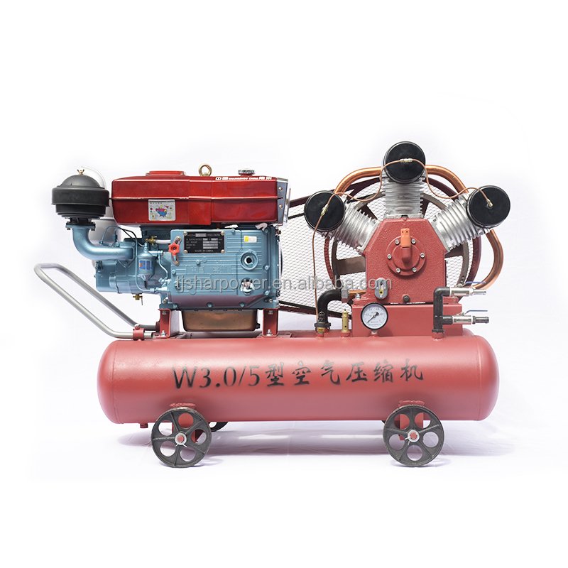 SHARPOWER Mining air Cooled diesel Mobile Piston air Compressor with Jack Hammer