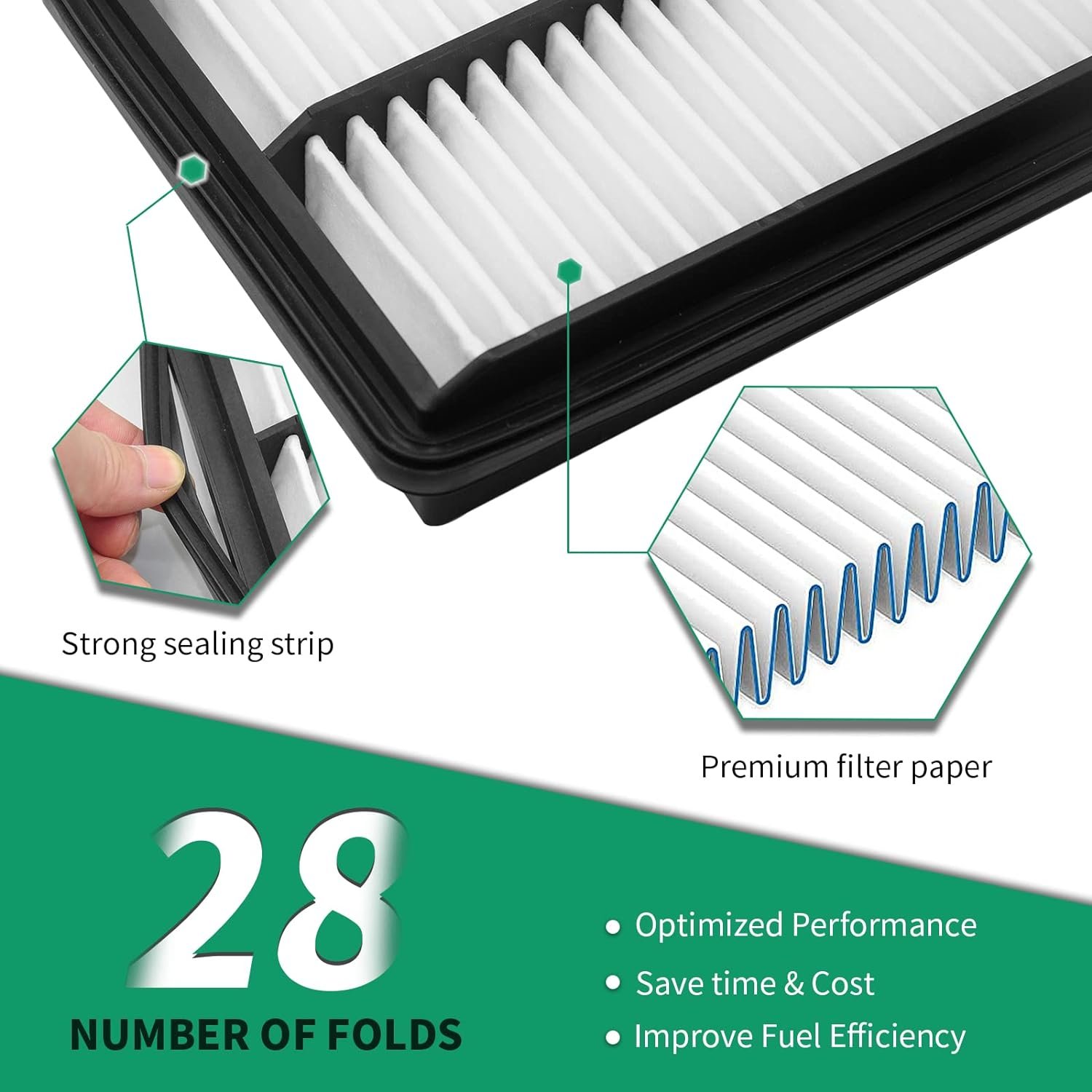 Manufacturer Wholesale Auto Parts Engine Air Filter 17220-5J6-A10 172205J6A10 CA12061 HA8679 LA484 for Honda Acura