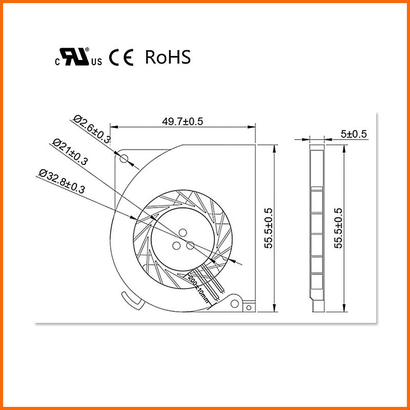 Factory Supplier 50*55*10mm Laptop CPU Fan for NEC Vk23 5V 12V 0.5A Low Noise Mini Blower Cooling Fan