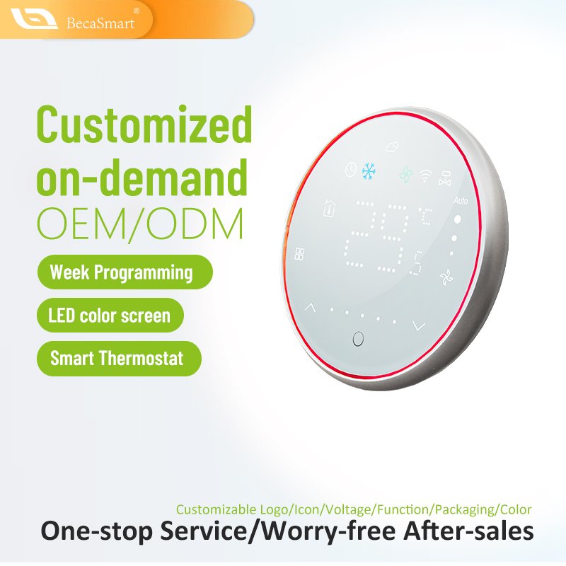 Beca BAC-6001 Smart Programmable Digital Thermostat round Nest HVAC RF for School & Indoor Villa Living Room Use