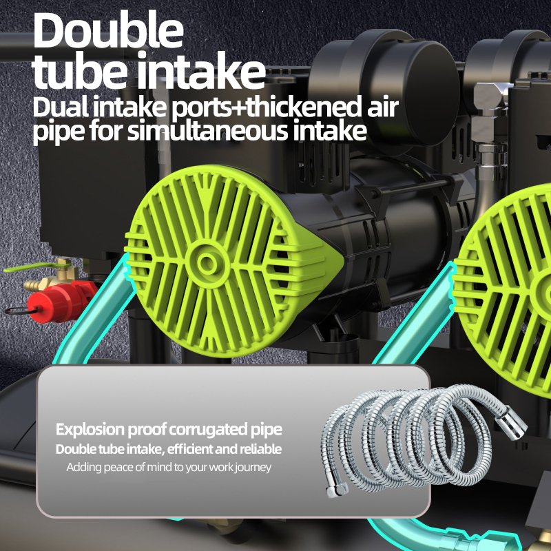 Custom High Pressure 10 Bar 1.5KW Portable Air Compressor for Painting Piston Type 220V Oil-Free Lubrication Air Engine Motor