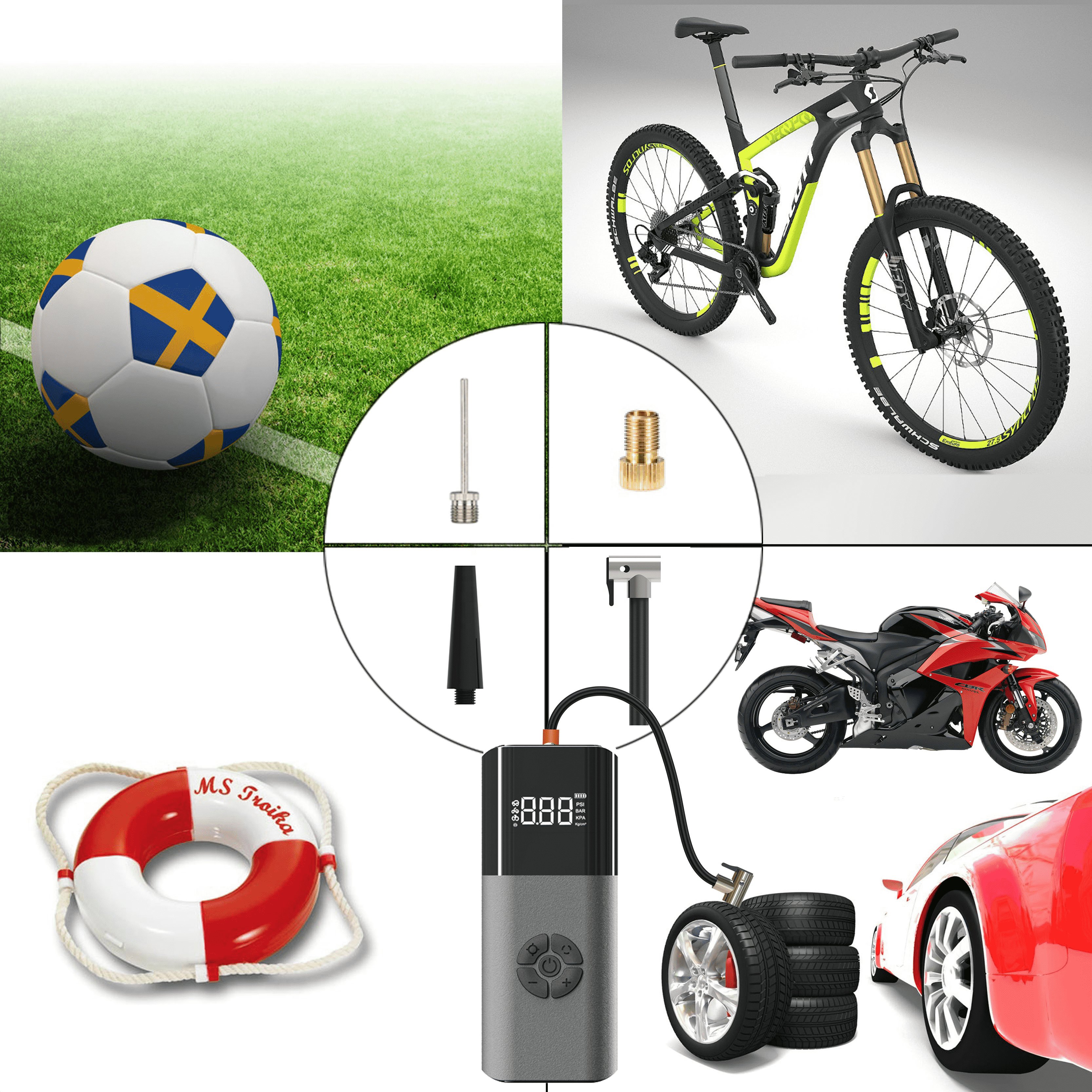 Nexest Popular Mini Electric Tire Inflator 150psi Car Air Compressor with Pressure Monitor 120W Plastic Car Tire Inflator