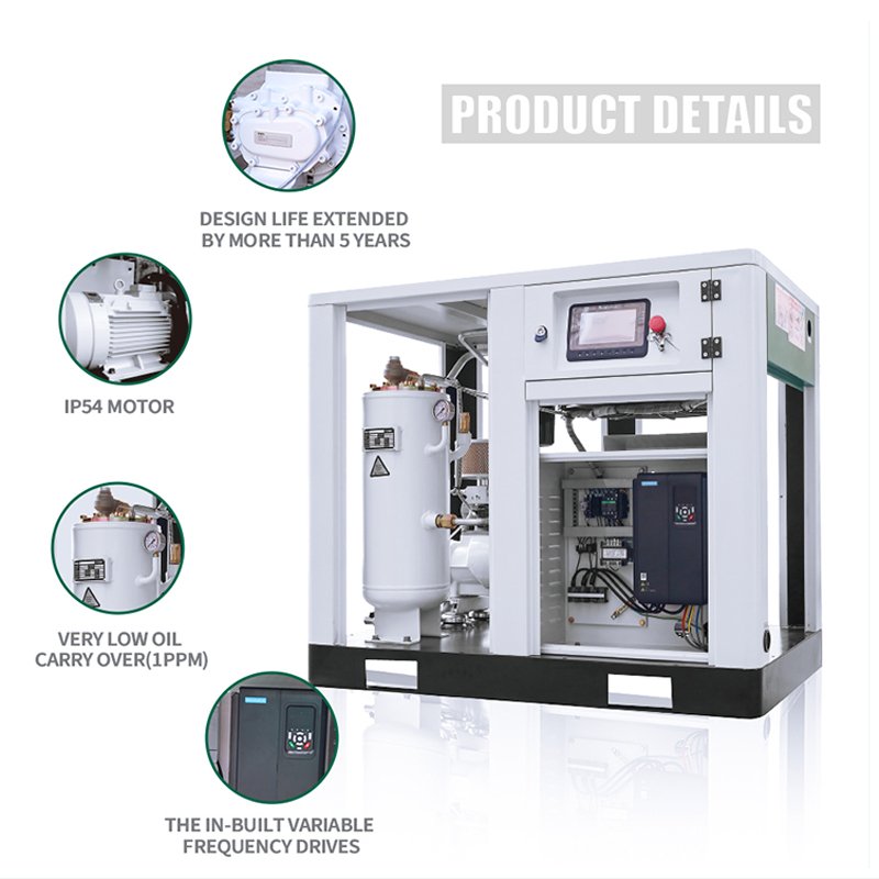 Silent Industrial 50HP VSD VFD Air Compressor Permanent Magnetic 37KW Rotary Screw Air Compressor