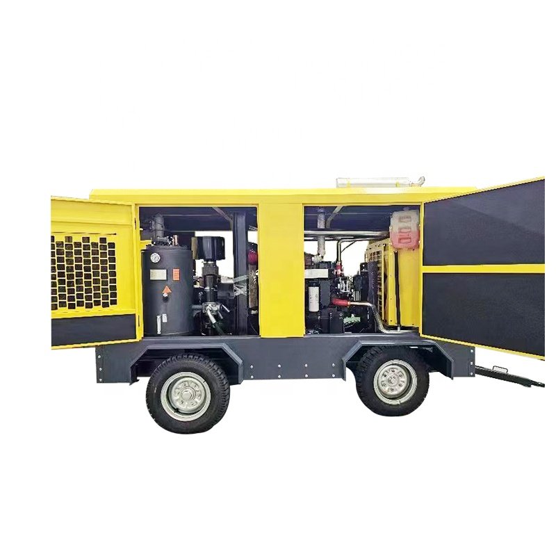424 CFM 12 Bar 118kW Diesel Engine Driven Mobile Trailer Screw Air Compressor for Sandblasting