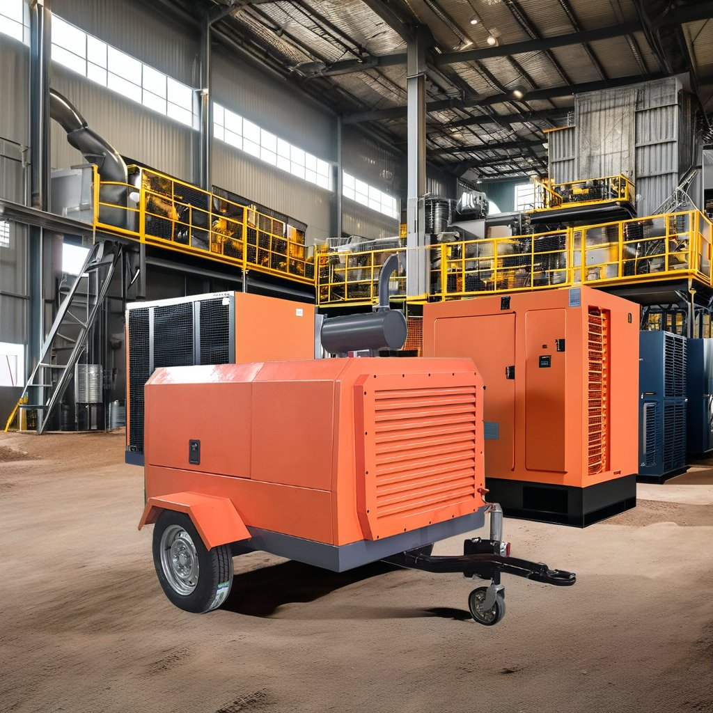Diesel 190cfm Air-compressors 185 CFM 145 psi 8bar 48kw Portable Screw Air Compressor