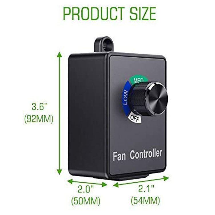 Variable Blower Speed Fan Controller 120V/230V Hydroponics Duct Fan Speed Control