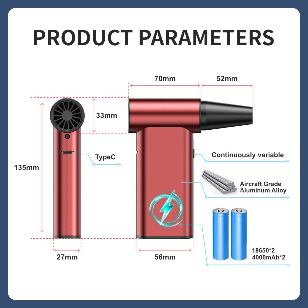 120000rpm Air Blower Mini Turbo Jet Fan Cordless Electric Compressed Duster High Power Turbo Fan Mini Jet Fan