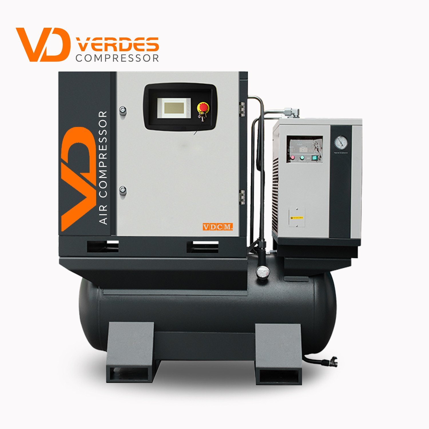 VERDES 7.5kw 10 20 hp Rotary Screw air Compressor 8 10 bar All in One Screw Air-compressor Machine with Dryer tank 200 300 500l