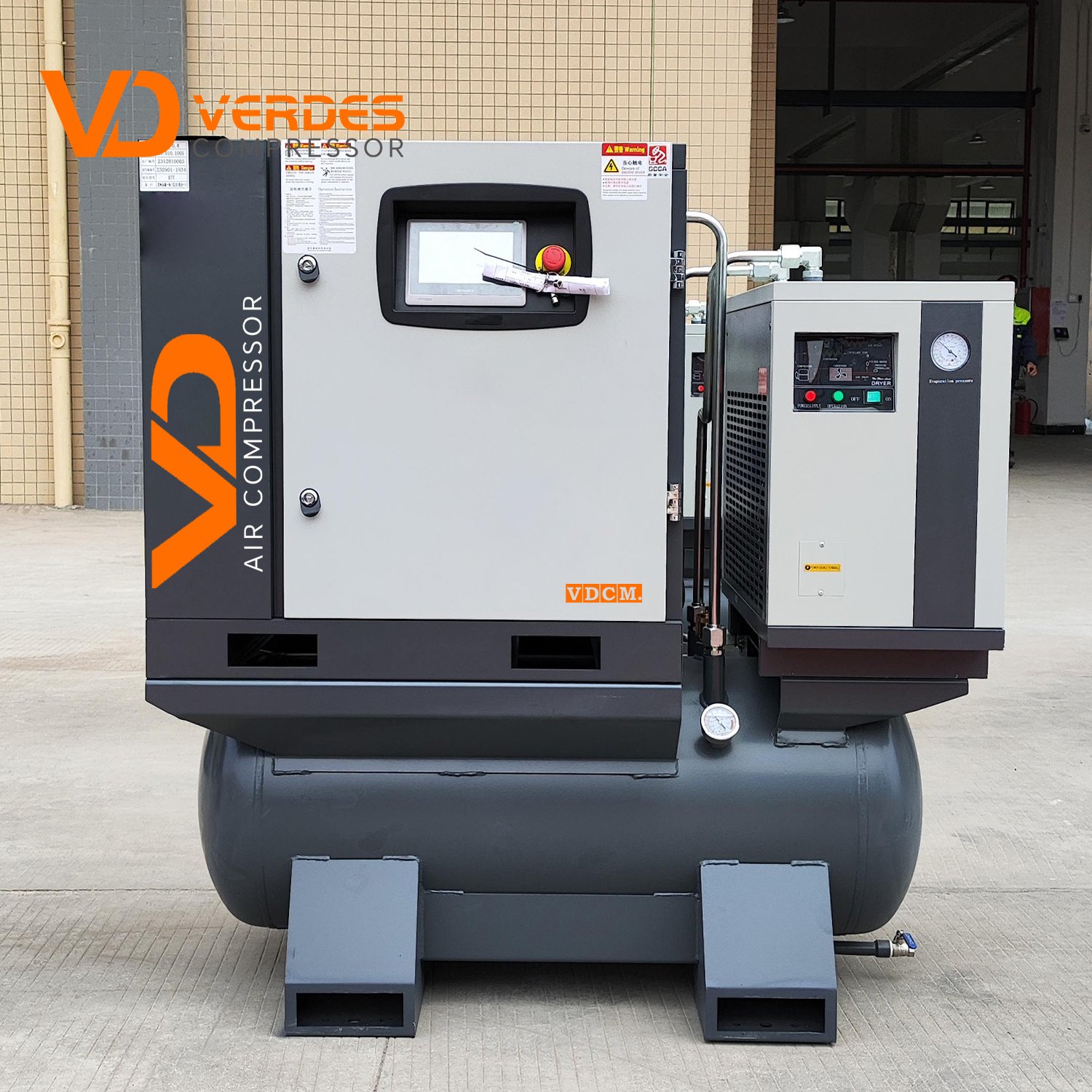VERDES 7.5kw 10 20 hp Rotary Screw air Compressor 8 10 bar All in One Screw Air-compressor Machine with Dryer tank 200 300 500l