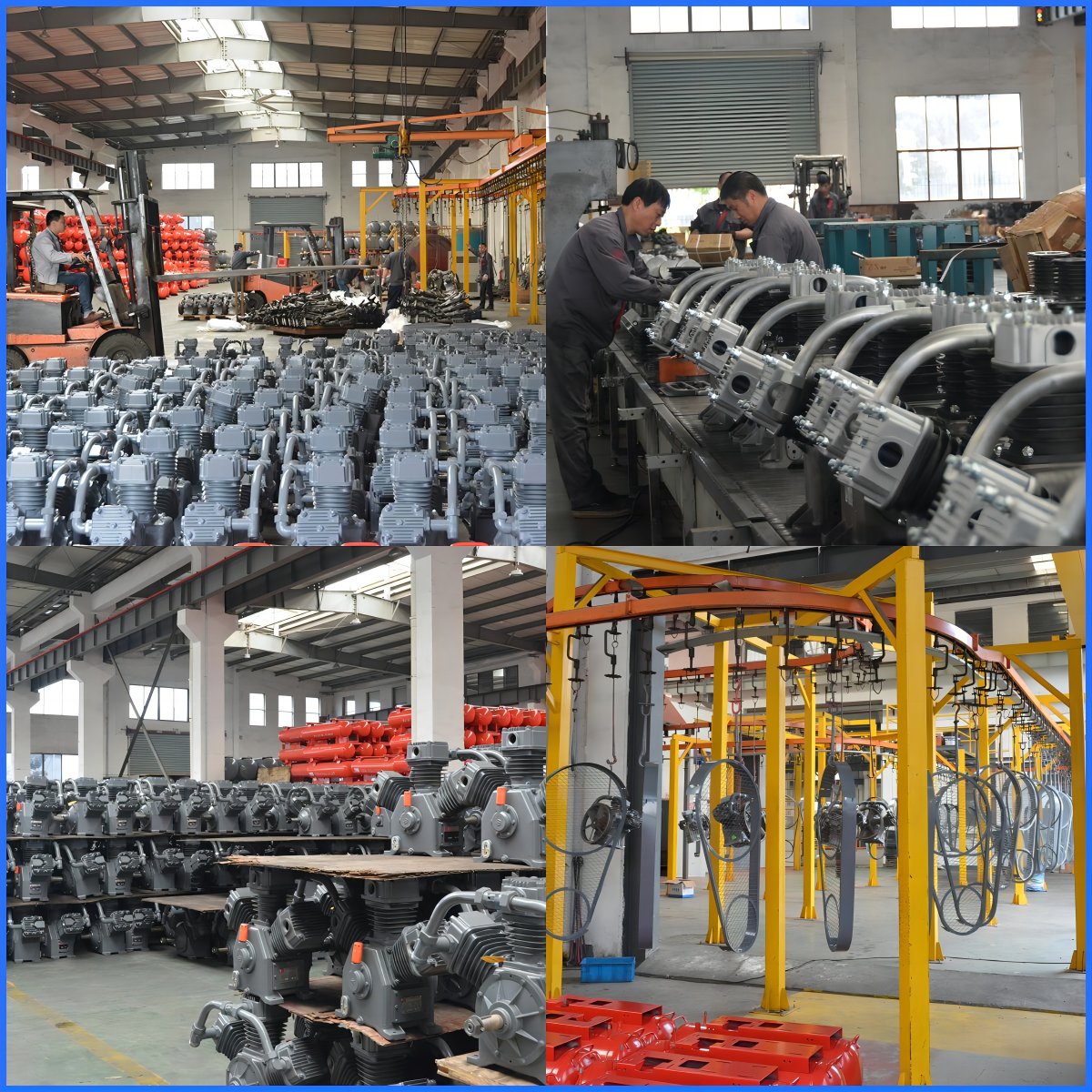 3 Cylinders Portable Piston Compressor Hw10007 Hongwuhuan Electric Engine Power Belt Driven Air Compressor
