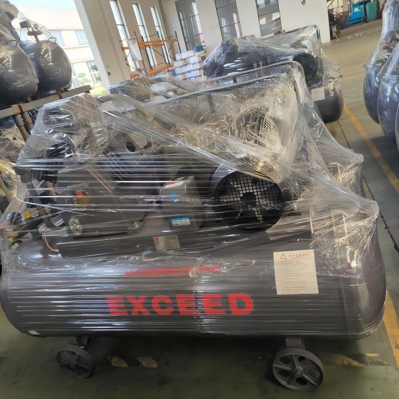 3 Cylinders Portable Piston Compressor Hw10007 Hongwuhuan Electric Engine Power Belt Driven Air Compressor