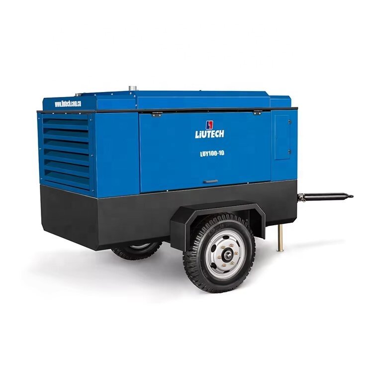 LUY100-10 Cummins Rotary Drilling Coal Mining Use Trailer Portable 133hp 10 bar 353 Cfm diesel Screw Industrial air Compressors