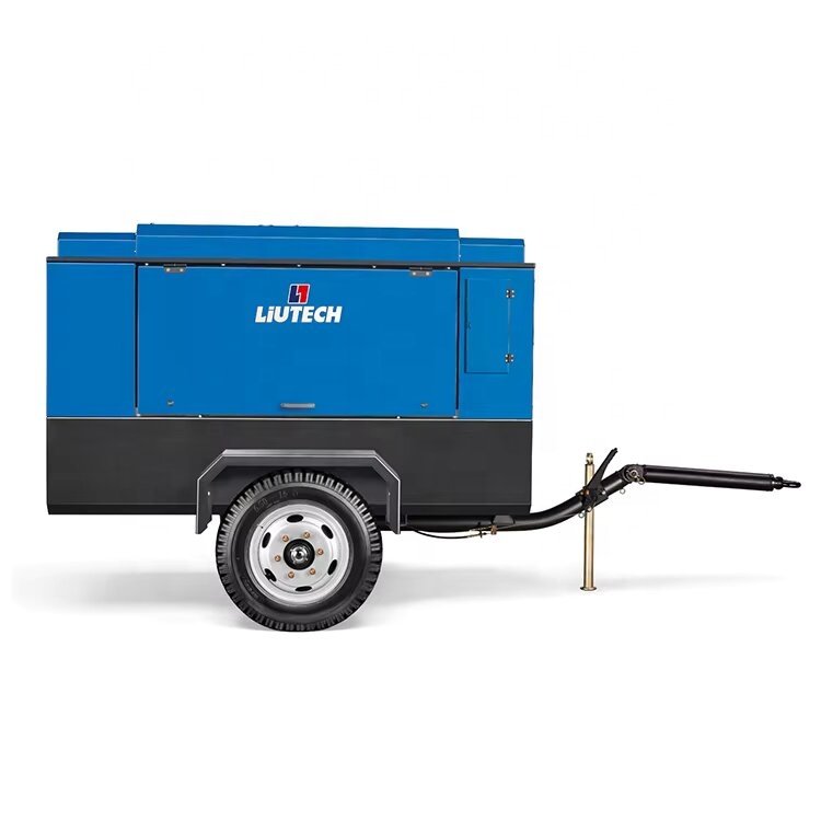 LUY100-10 Cummins Rotary Drilling Coal Mining Use Trailer Portable 133hp 10 bar 353 Cfm diesel Screw Industrial air Compressors
