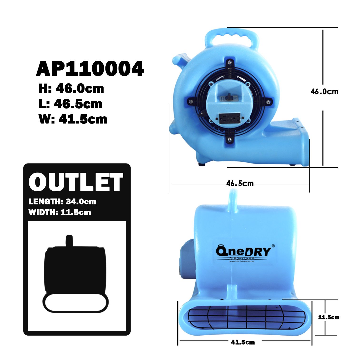 1/3HP ETL/cETL CE Stackable Commercial Centrifugal Radial Air Mover Carpet Dryer Blower Floor Fan for Water Damage Restoration