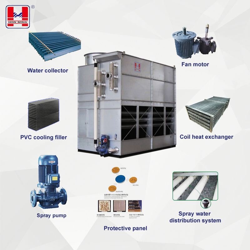 HON MING Counter Flow Axial Fan Circuit Steam Turbine Closed Cooling Tower China Evaporative Condenser