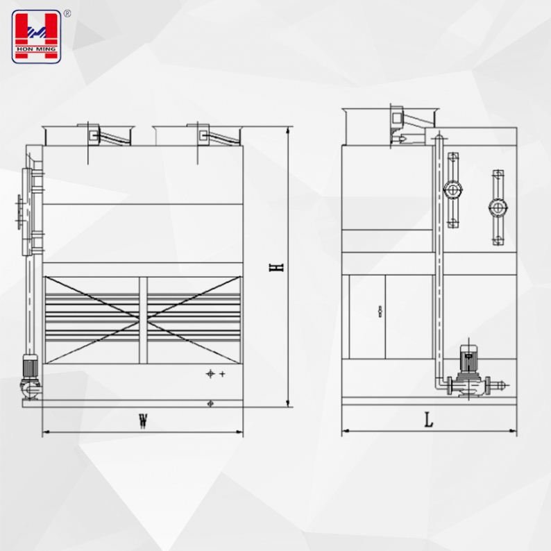 HON MING Counter Flow Axial Fan Circuit Steam Turbine Closed Cooling Tower China Evaporative Condenser