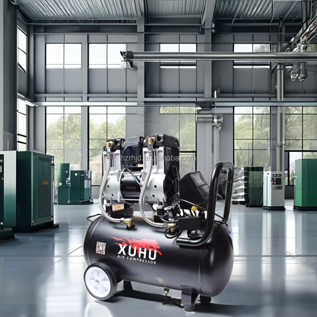 Portable China Air Compressor with Piston Type 220V AC Power Oil-Free Lubrication Engine Pump Motor Portable Air Compressors