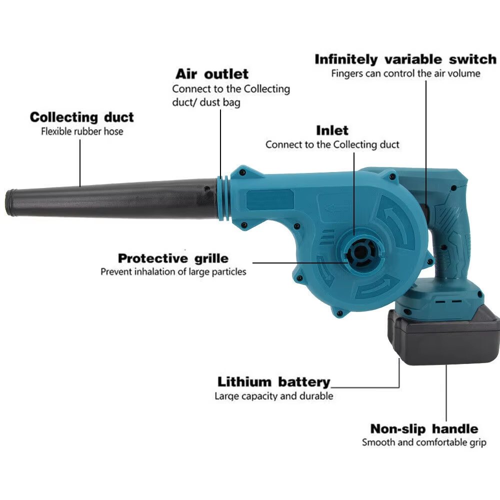 20V Cordless High-Pressure Electric Leaf Blower DIY Power Tool with Lithium Battery Industrial Handheld Blower Machine