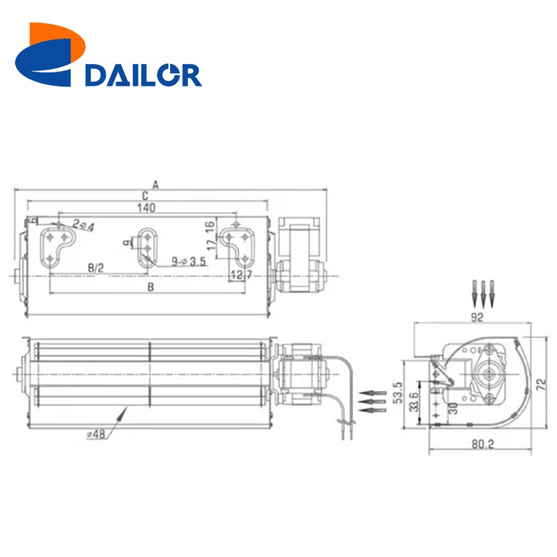 220V 115V Speed Adjustable Tangential Blower air Conditioner Cross Flow Fan