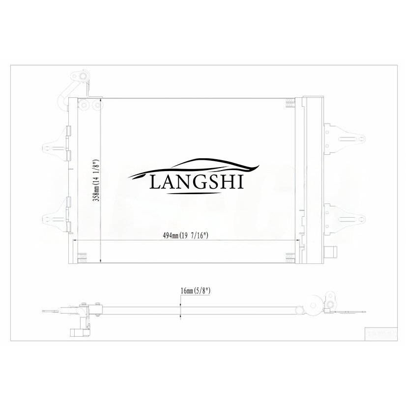 Langshi Factory 5Z0820411 Auto Parts Car air Conditioning Ac Condenser for VW Polo 6Q0820411 5Z0820411E 6Q0820411A
