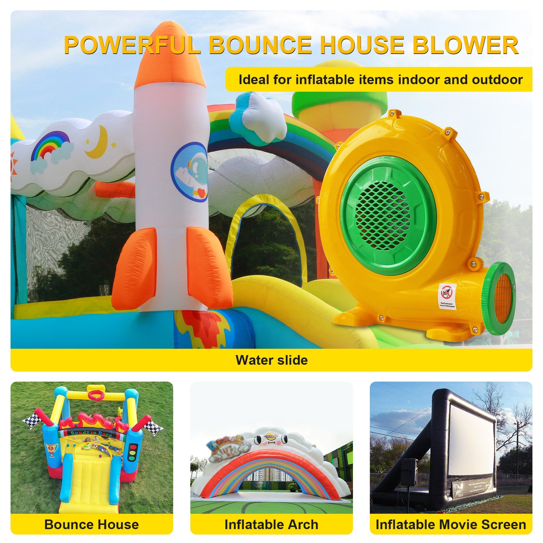 480W Fast Inflatable Fan Manufacturer Inflatable Arch Rainbow Tent House Electric Inflatable Blower