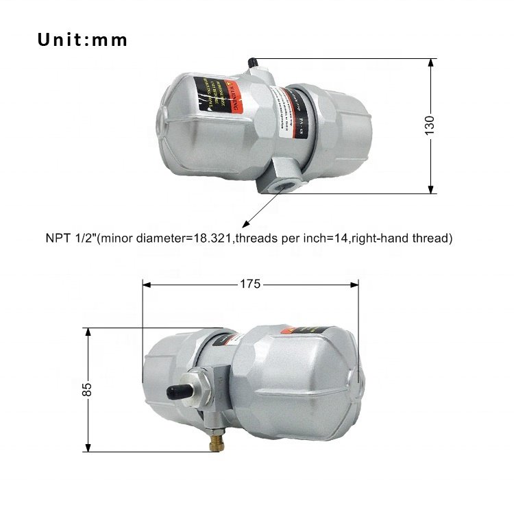 1/2" 16bar Condensate Pneumatic Auto Drain Valve PA-68 for Screw air Compressor