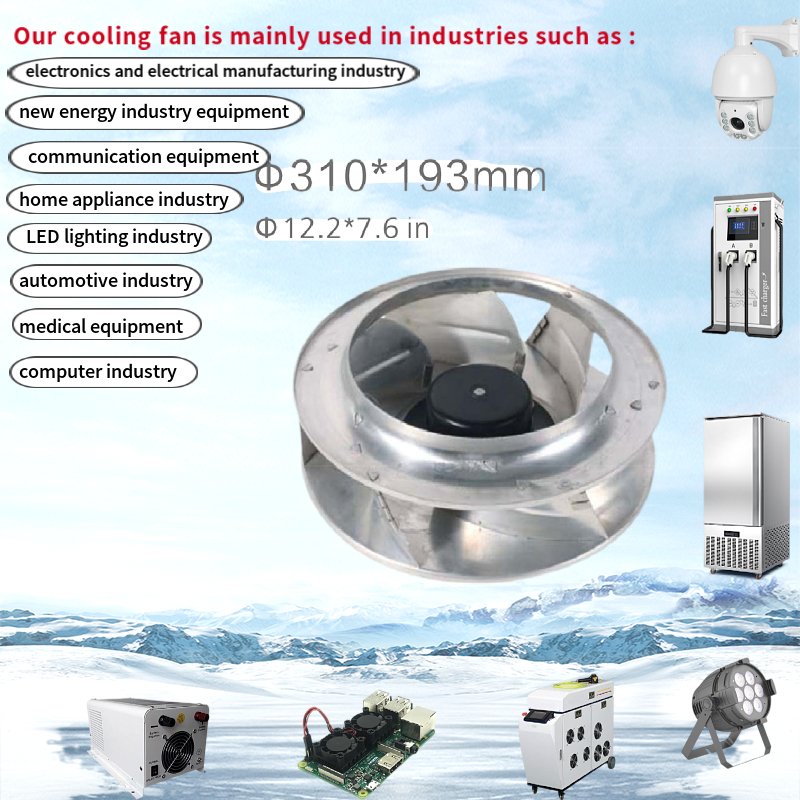 310mm 230VAC 4800RPM Warehouse Blower Fan Motorized Impeller with Backward-curved Blades Manufacturers EC Centrifugal Fans