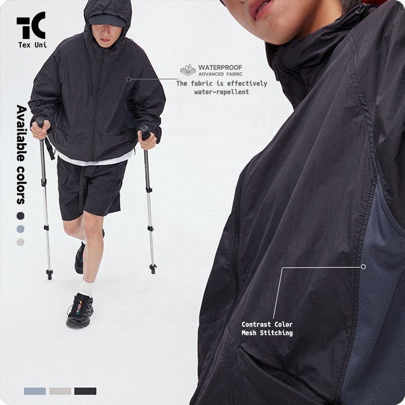 Outdoors Style Light and Thin Raw Yarn Sun Protection Clothing for Men and Women Spring Summer Hooded Skin Clothing Jacket