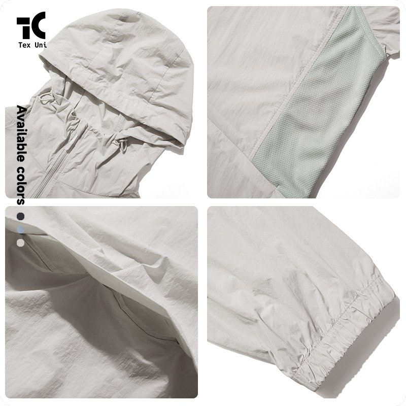 Outdoors Style Light and Thin Raw Yarn Sun Protection Clothing for Men and Women Spring Summer Hooded Skin Clothing Jacket