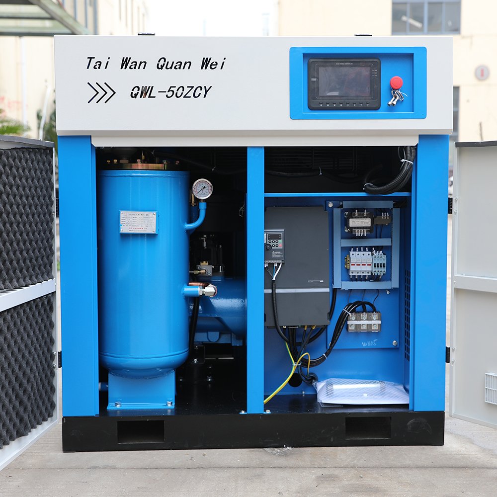 New Used 37KW Double Screw Air Compressor 7.5KW 10HP with 1000L Tank Direct Drive Three-phase Power 380V 8bar Working Pressure