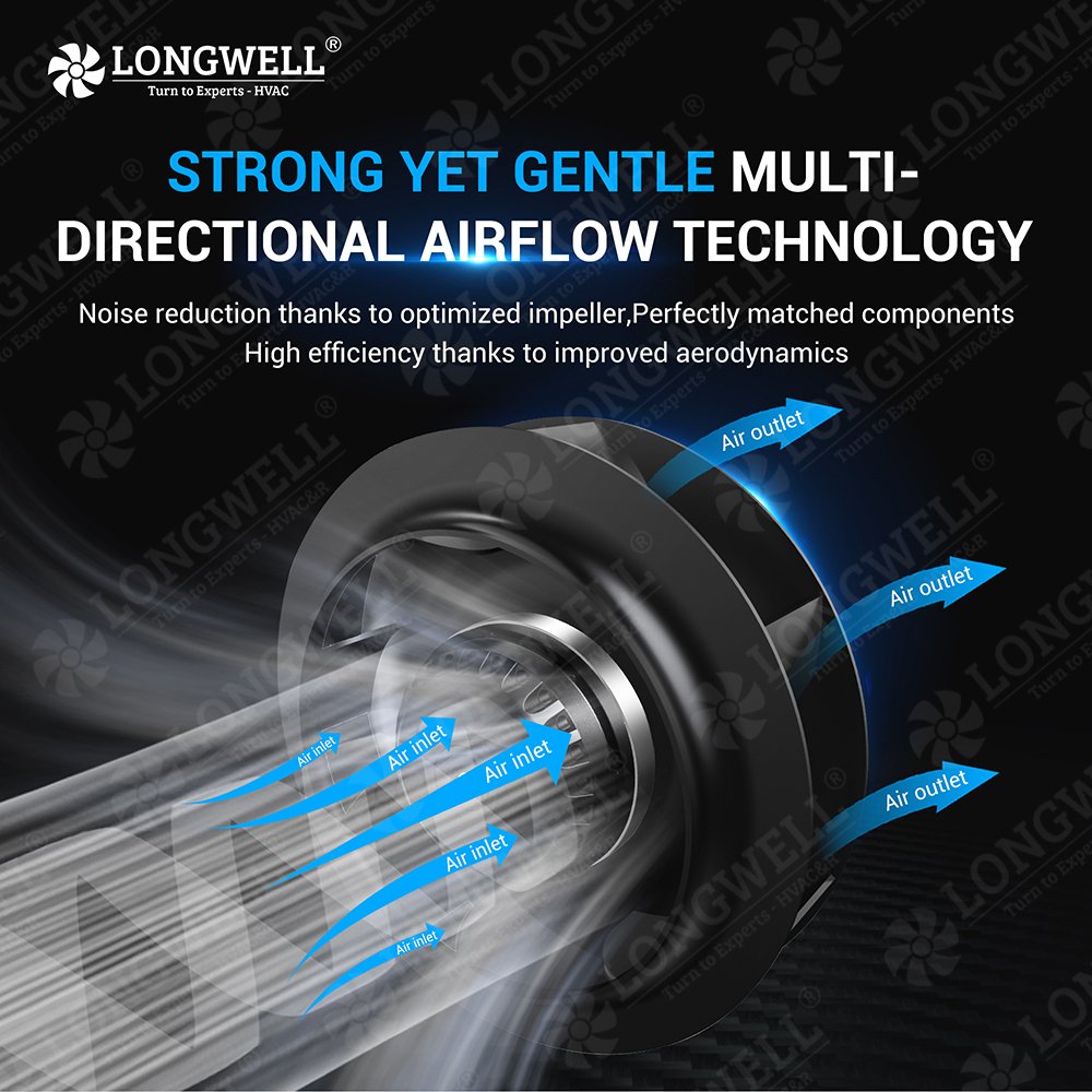 LONGWELL 355mm Diameter High Pressure Backward Curved Centrifugal Fan 5000 Cfm Aluminum Centrifugal Fan for Exhaust