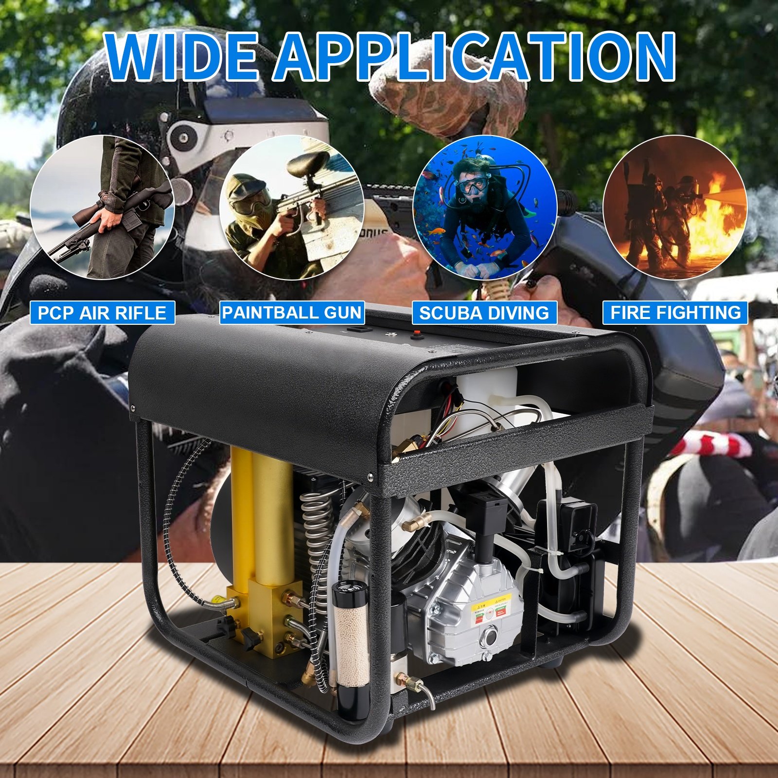 GP Auto Purge LCD High Pressure 300bar 4500psi 30mpa Double Filter Scuba Breathing Diving Inflatable Bottle Air Compressor