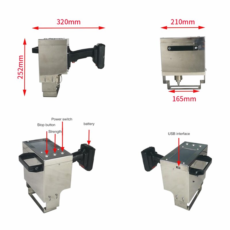 Portable Handheld Dot Peen Marking Machine Pneumatic Metal Dot Pin Stamping with Core Motor for Letter Plate Marking