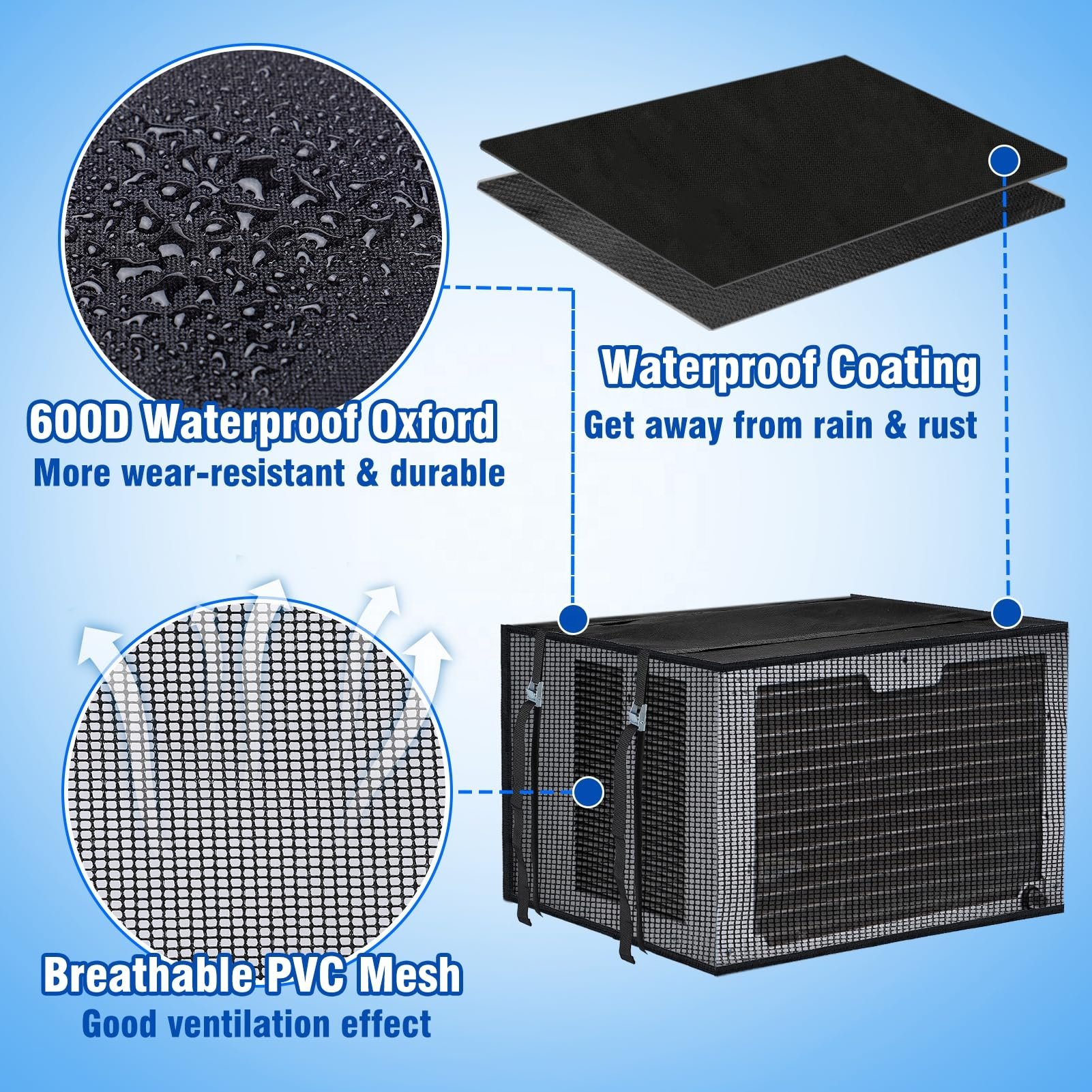Anti-Leaf & Easy Air Flow Mesh AC Protection Cover Window Outdoor Air Conditioner Cover Outside