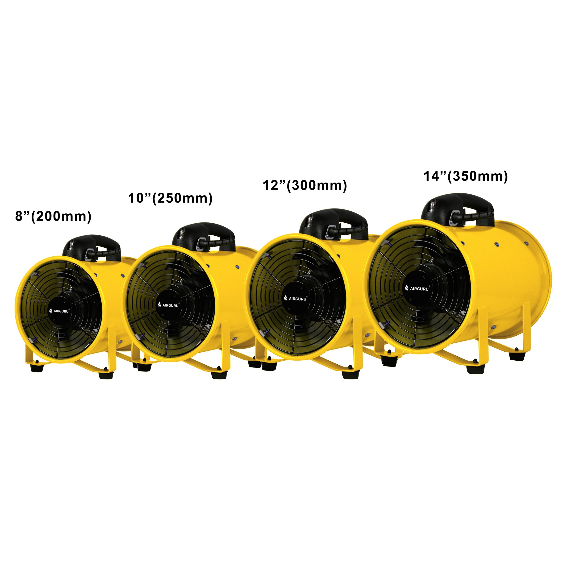 Puraero 8inch 200mm Blower Industrial Portable Metal Fan CE SAA Axial Fan with PVC Ducting Hose for air Extractor Dust Collect