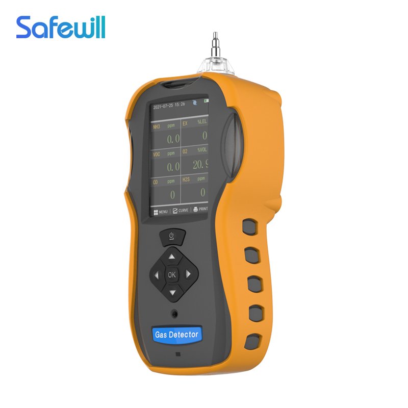 Portable Industry CL2 0-50 /NH3/NO2/SO2/O3/H2S/VOC PPM Gas Detector Alarm USB Charge Attached Mini Bluetooth Printer