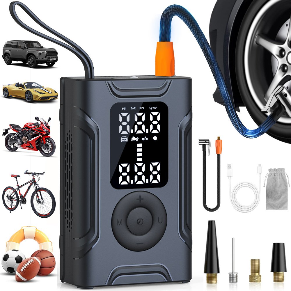 Mini Portable Air Compressor, Air Pump for Car Tires,150 PSI Auto Tire inflator Electric Air Pumps for Car Motorcycle Bike Balls