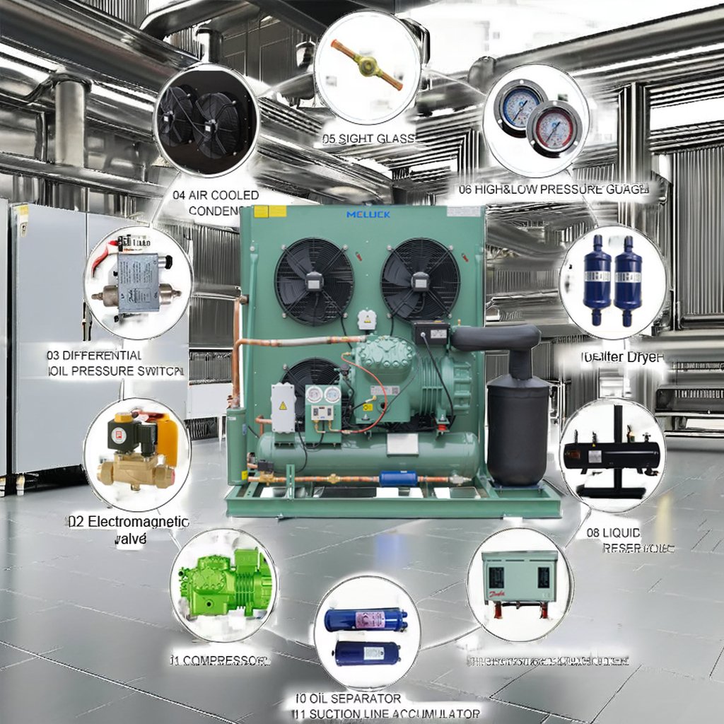 New Bitzer Compressor Air Cooled Condensing Unit for Low Temperature Cold Room Refrigeration for Restaurant Industries