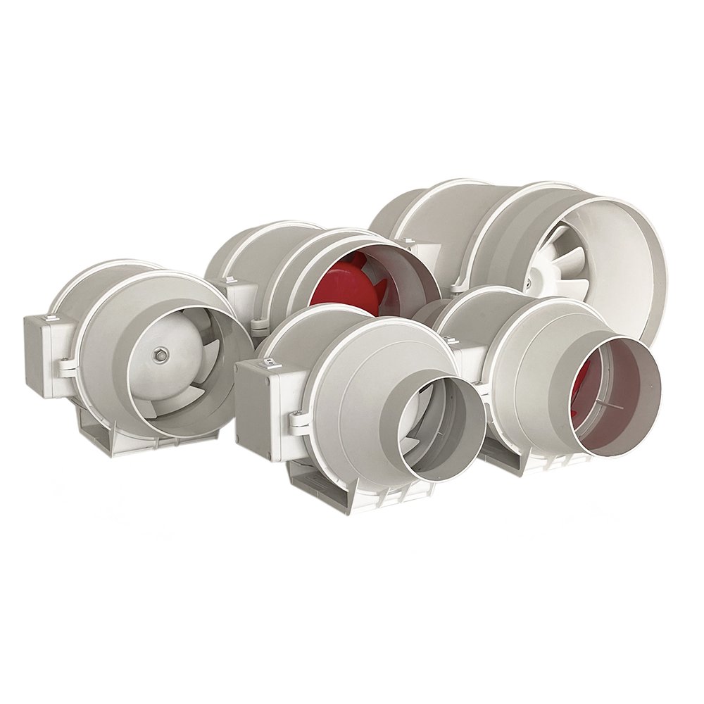 2025 Hot Selling Low Noise 4''5''6''8'' Plastic TT Duct Fan 2 Speed Levels Controllable Exhaust Fan for Ventilation