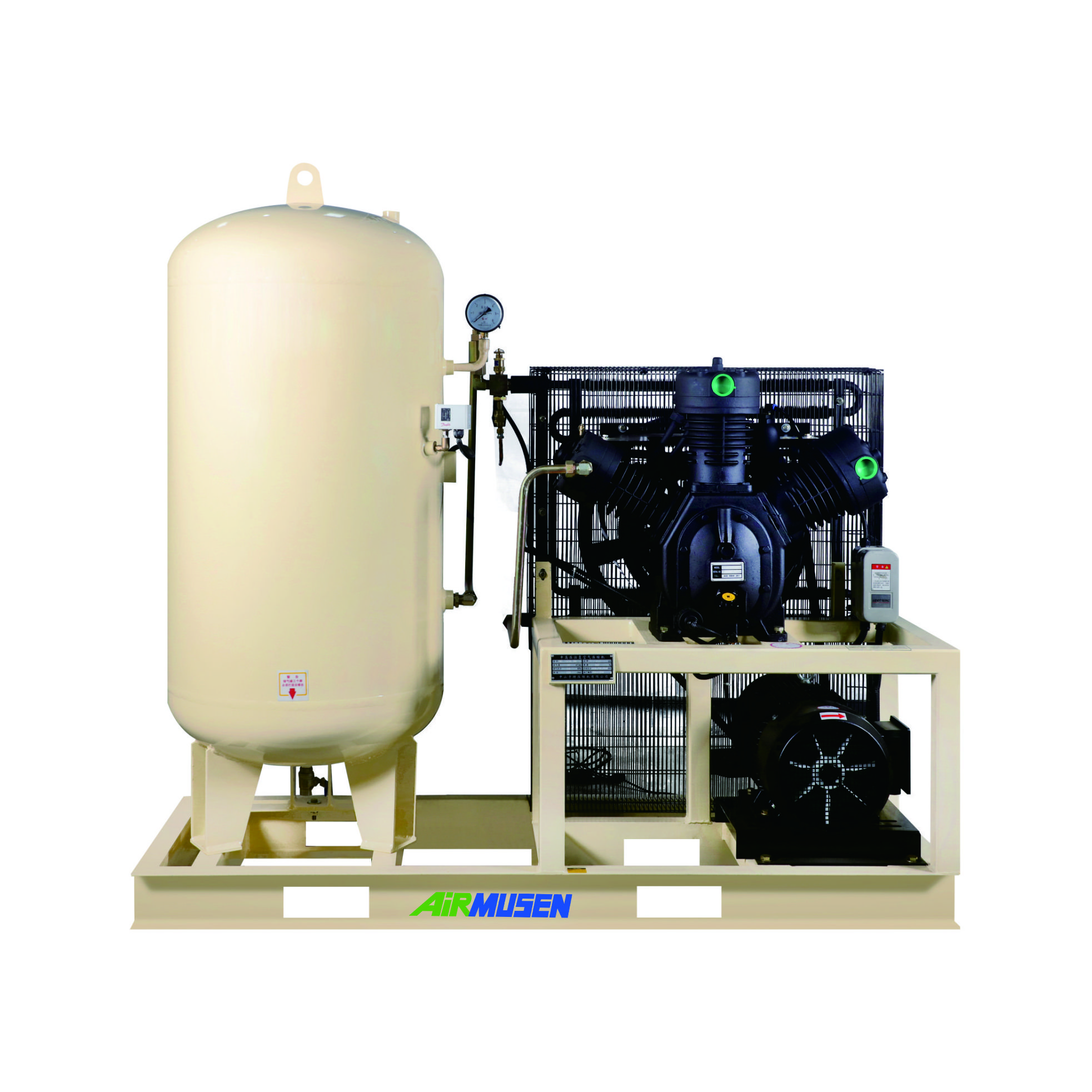 2 / 3 Stage Medium High Pressure Piston Air Compressor with tank 3.0 / 4.0 Mpa 30 /40 Bar 0.7/1/1.2/2.0 M^3/min 7.5/11/15/22 kw