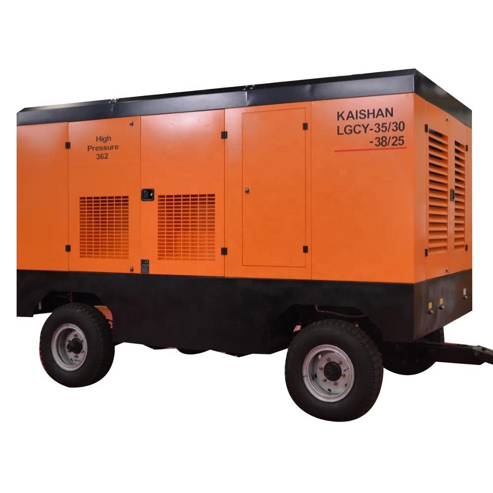 Portable diesel 360 Cfm Screw air Compressor for Borehole Drilling