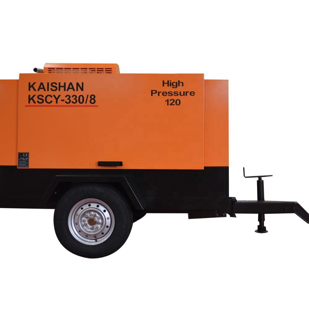 Portable diesel 360 Cfm Screw air Compressor for Borehole Drilling