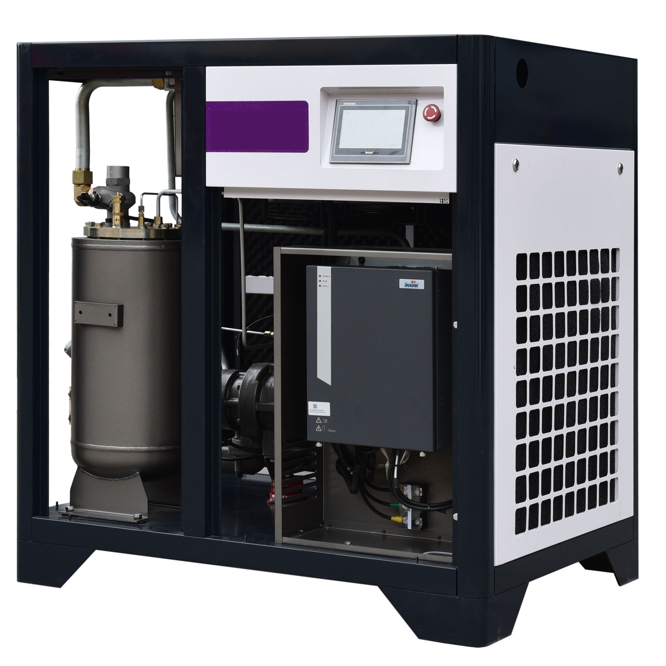 Best Quality 20hp 15Kw 8bar 2.4m3/min Industrial Oil Cooling PM VSD Energy Saving Rotary Jaguar Brand Screw Air Compressor
