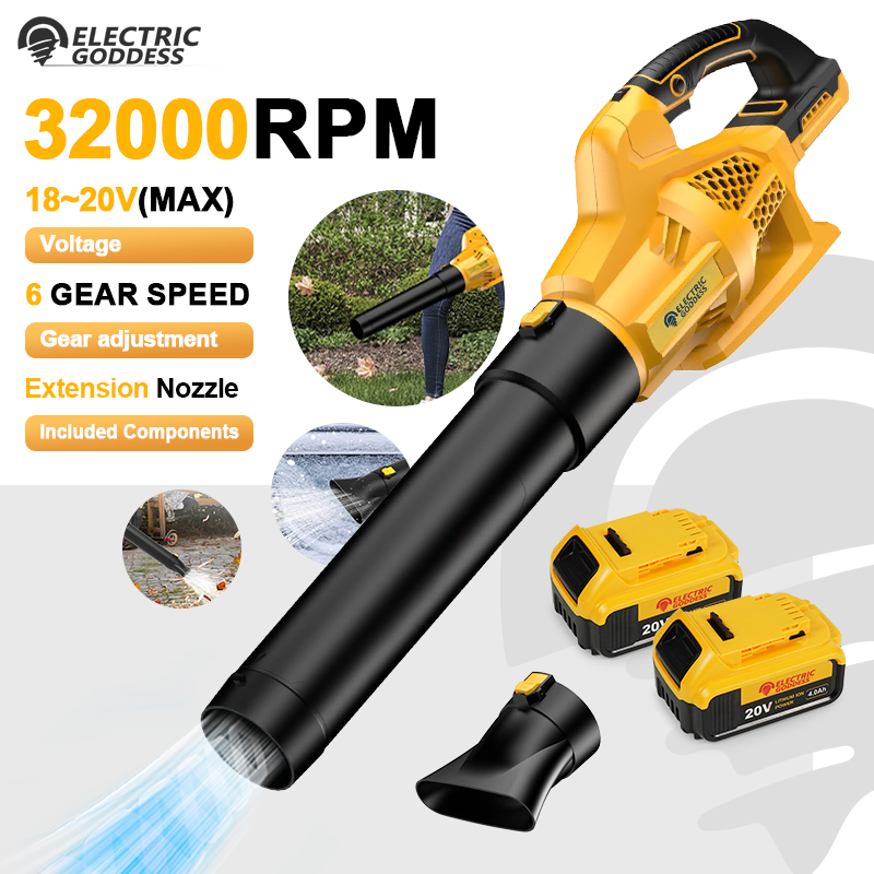 Electric Goddess Cordless for Dewalt 18V Battery Brushless Handheld Leaf Hair Drier Courtyard/Home Air Blower