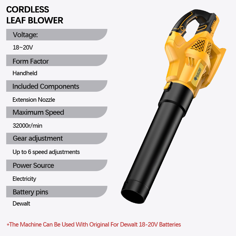 Electric Goddess Cordless for Dewalt 18V Battery Brushless Handheld Leaf Hair Drier Courtyard/Home Air Blower