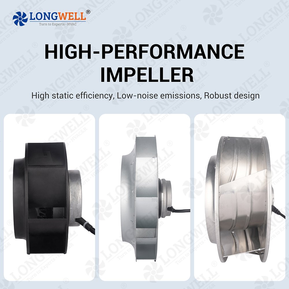 Longwell 225mm AC 115V/230V 120W Plastic Centrifugal Fan Ball Bearing Backward Curved High Pressure for Ventilation System OEM