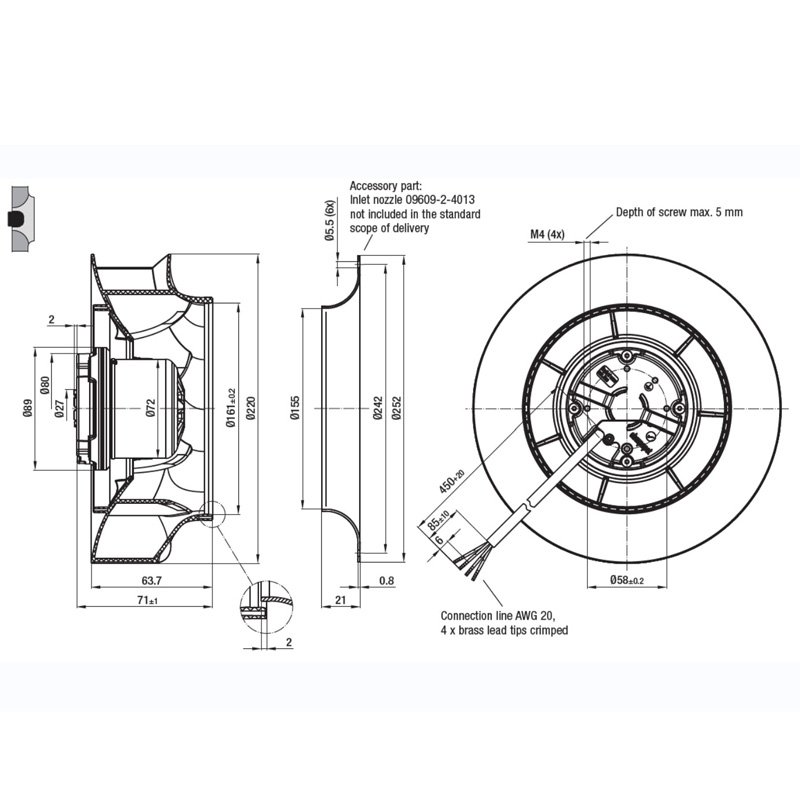 220mm 24V 48V Brushless Dc High Efficiency Backward Curved Centrifugal Fans for Spray Dryer Paint Radical Centrifugal Fan